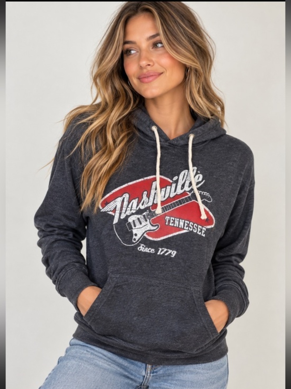 MV Sport Nashville Tennessee Guitar Graphic Pullover Hoodie Size Small